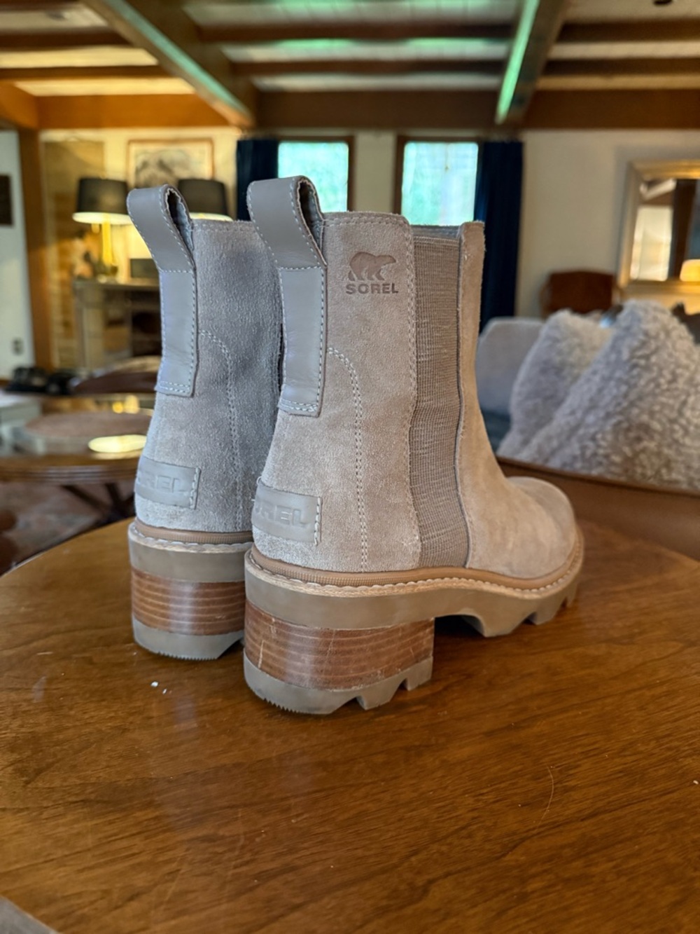 Sorel Women's Suede Chelsea Heeled Boots in Taupe